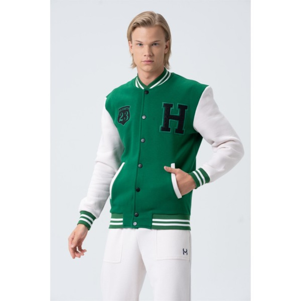 Holo Generation Jordan Erkek Benetton Yeşili Kolları Renk Bloklu Bomber Kolej Ceket Erkek Mont Fiyatı