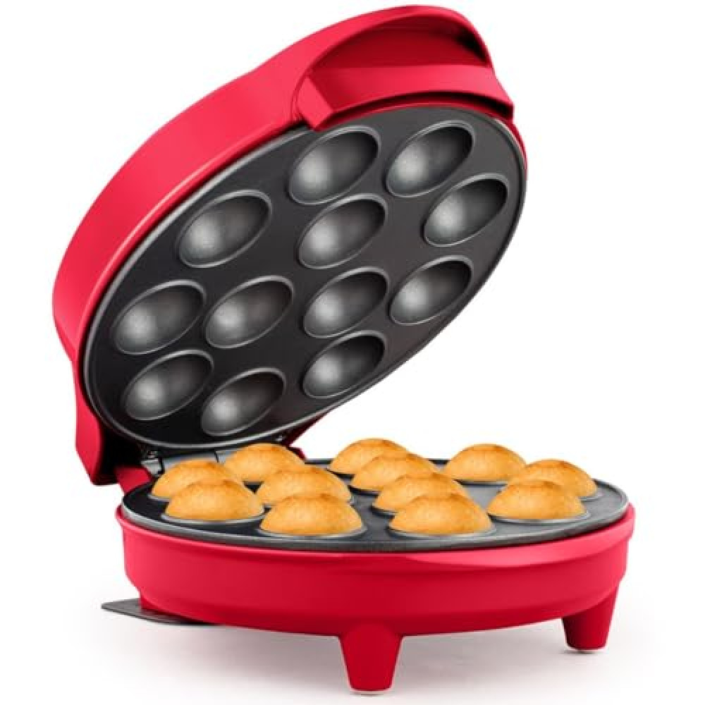 Holstein Housewares Cake Pop Maker, Red - Makes 12 Cake Pops, Non-Stick Coating, Perfect for Birthday and Holiday Parties