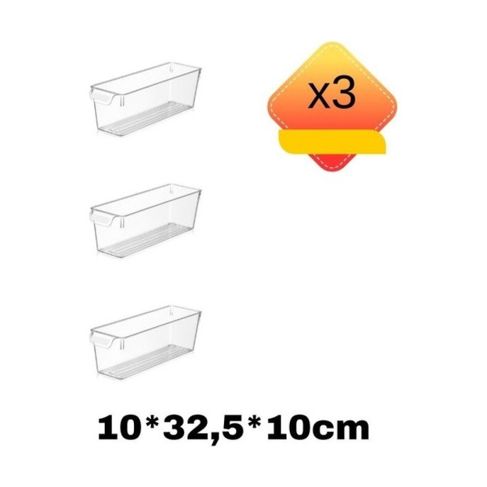 Home And Kitchen 10cm*32,5cm*10cm 3 Adet Kapaksız Buzdolabı Organizer - 1 lt Saklama Kapları Fiyatı