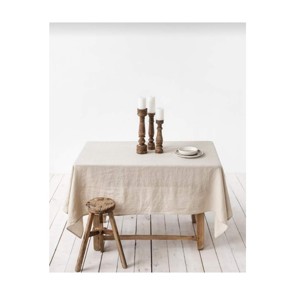HOME ART ATELIER hand made Organik Ham Keten Masa Örtüsü Naturel Bej 120 x 120 Beden Masa Örtüsü Fiyatı