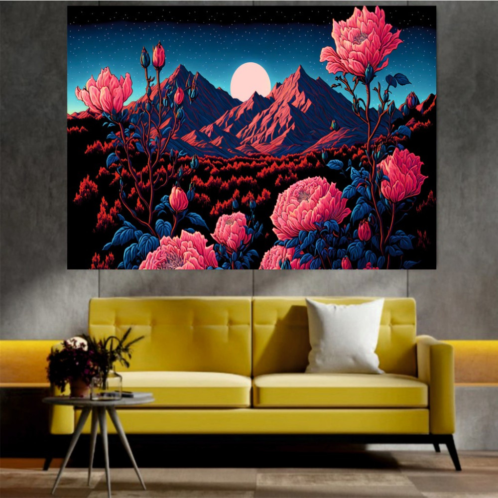 Home Arths Homearths Çiçek ve Dağ Manzaralı Dekoratif Duvar Tablosu - 35x50 cm Kanvas Tablo Fiyatı