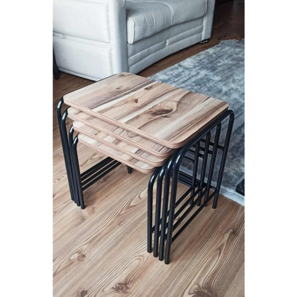 Home Bella Homebella 4'lü Zigon Sehpa Valencia Metal Statik Siyah Ayaklı Üreticiden Zigon Sehpa Fiyatı