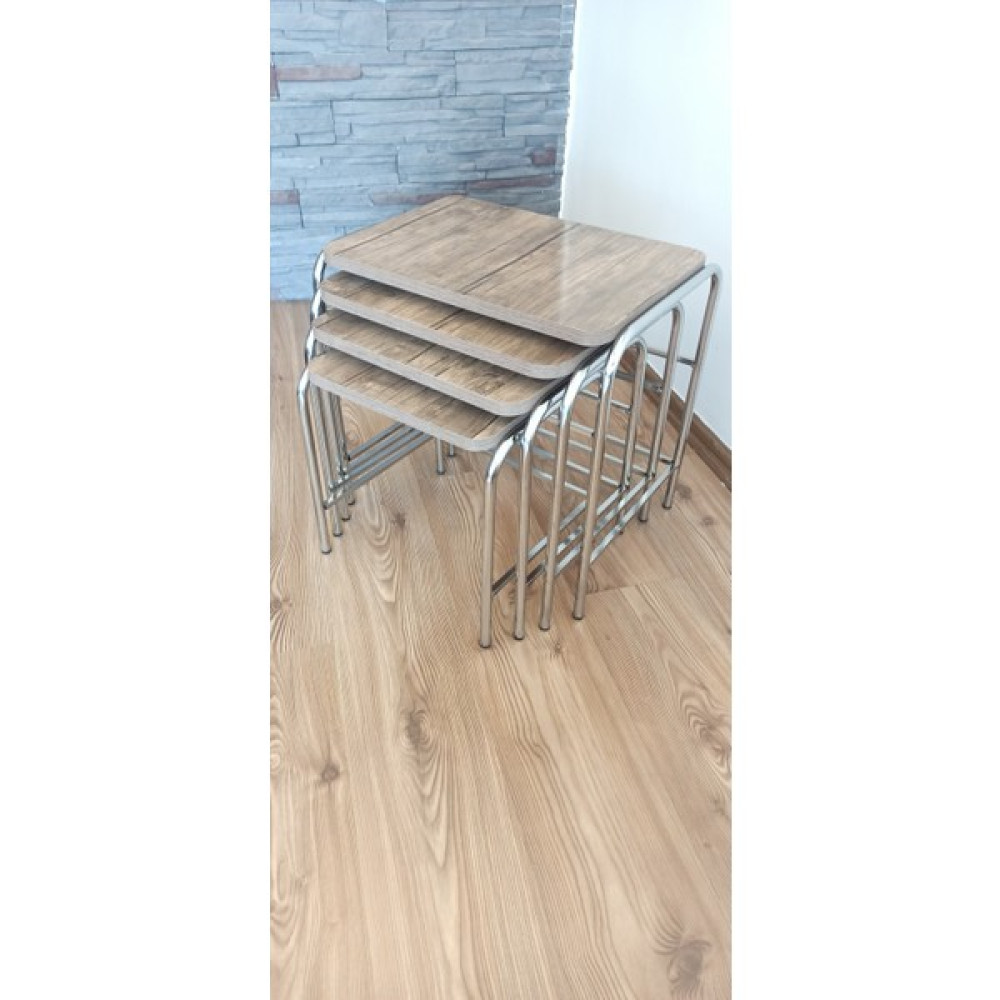 Home Bella Homebella Antik Ceviz 4'lü Zigon Sehpa Metal Krom Nikel Ayaklı Üreticiden E1 Tse Garantili Zigon Sehpa Fiyatı