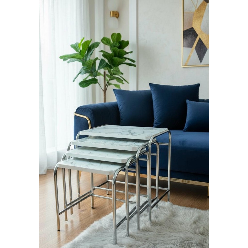 Home Bella Homebella Beyaz Mermer Desen Zigon Sehpa 1. Kalite Krom Nikelaj Salon Mutfak Tse E1 Onaylı Malzeme Diğer Fiyatı