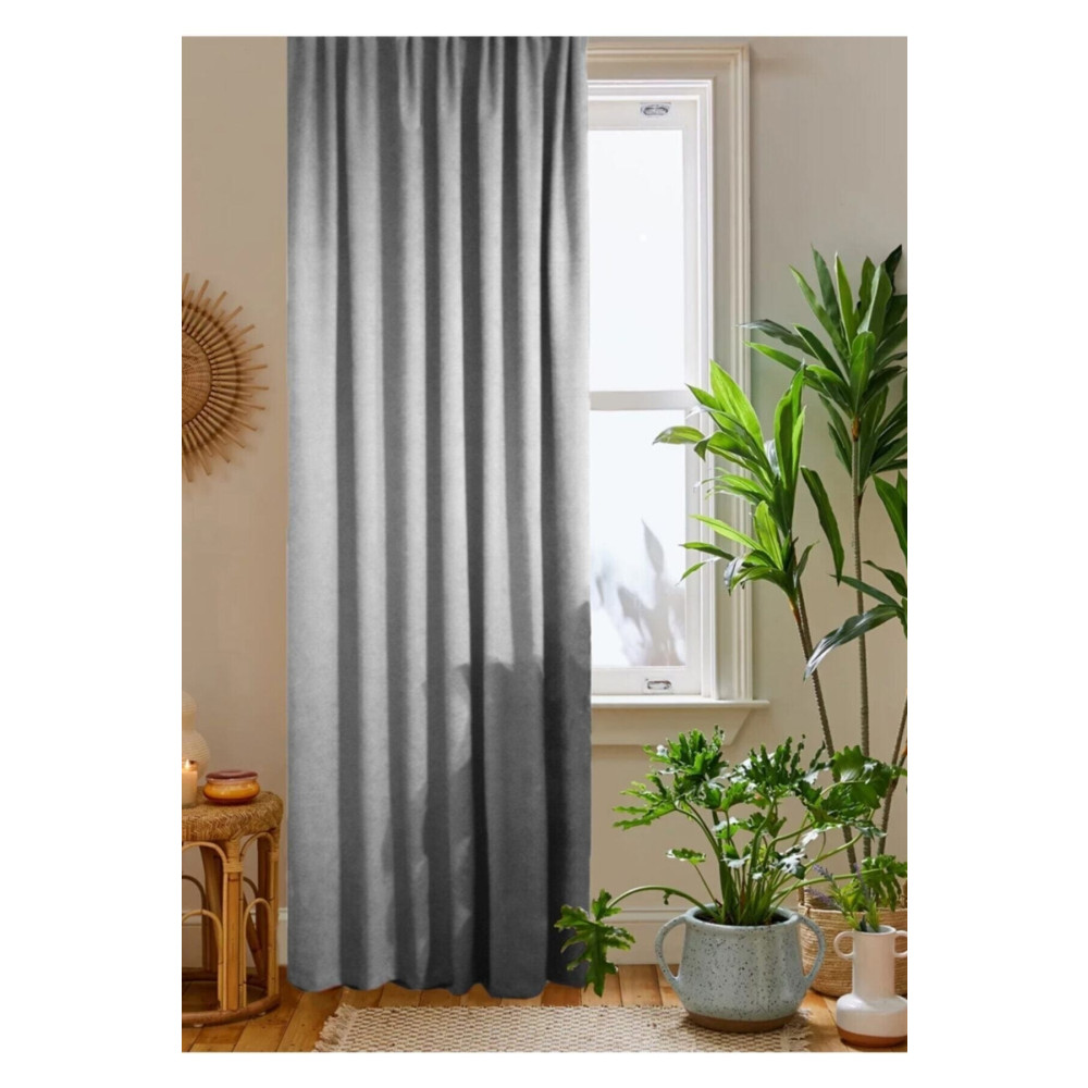 home color home Açık Gri Petek Kadife Dokulu Fon Perde Düz Dikişli Ekstrafor Büzgü 1.sınıf Kalite 220 x 260 Beden Fon Perde Fiyatı