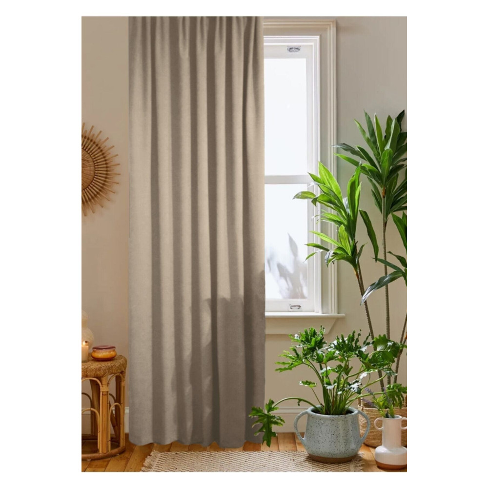 home color home Bej Petek Kadife Dokulu Fon Perde Düz Dikişli Ekstrafor Büzgü 1.sınıf Kalite 380 x 270 Beden Fon Perde Fiyatı