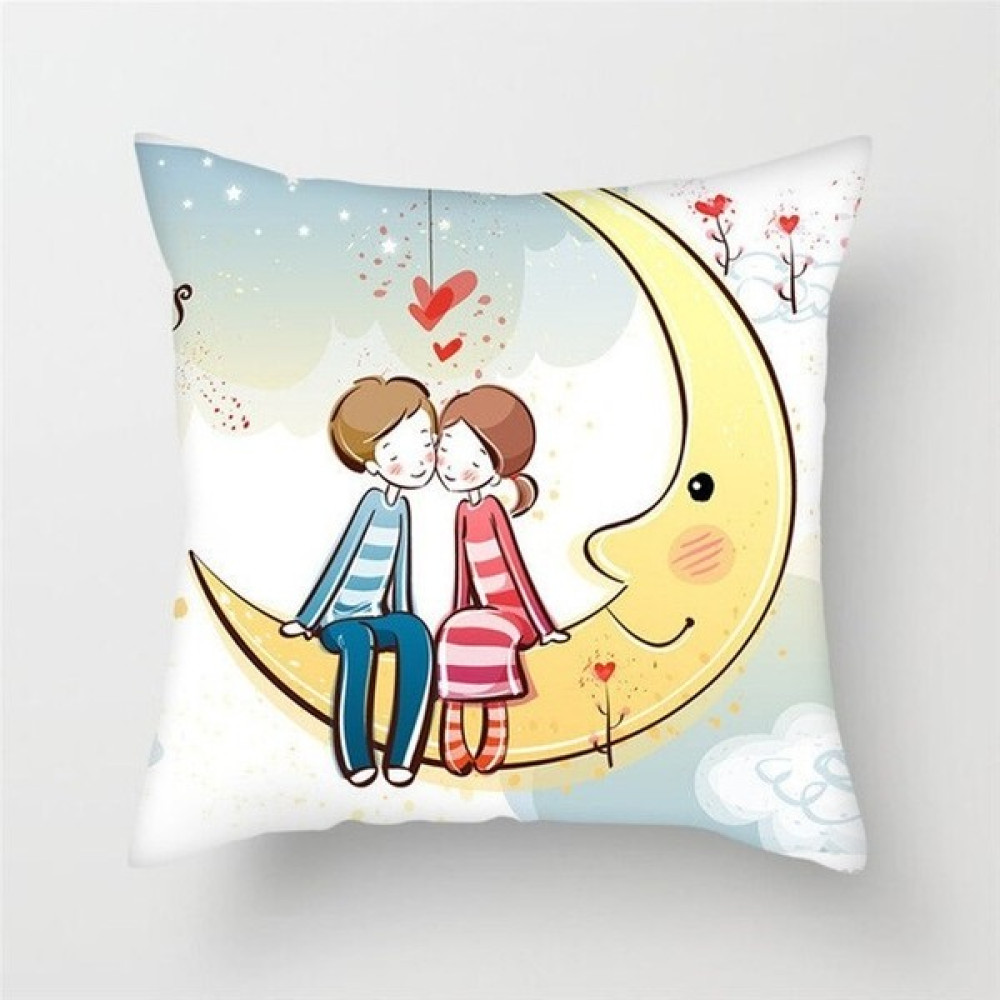 Home Decor Sevgiliye Dekoratif Ay Üstünde Iki Aşık Desenli Dekoratif Özel Tasarım Yastık 27*27 cm - 1 Hediyelik Eşya Fiyatı