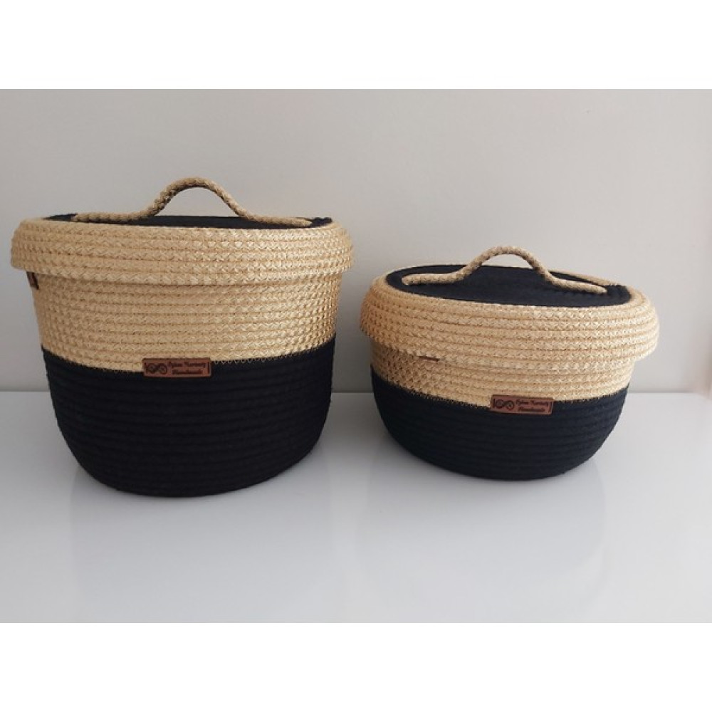 Home Decors By Özlem 2'li Kapaklı Sepet Takımı Hasır Sepet Hediyelik Sepet Düzenleyici 23X18CM-22X13CM Sepet Fiyatı