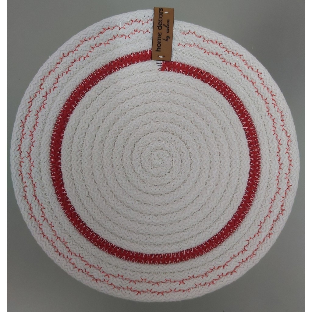 Home Decors By Özlem 2'li Nihale Hasır El Yapımı Mutfak Aksesuar Tarz Moda Yemek Sofra Altlık - 22X22CM - Beyaz - Kırmızı SSD / Solid State Drive Fiyatı