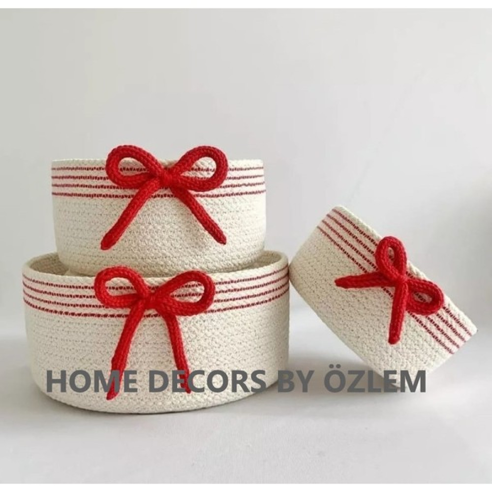 Home Decors By Özlem 3'lü Sepet Yeniyıl Yılbaşı Noel Dekoratif Düzenleyici Organizer Dekorasyon Mutfak Banyo Hasır Sepet Sepet Fiyatı