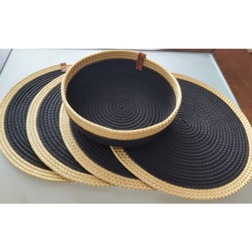 Home Decors By Özlem 4 Kişilik 5 Parça Supla Takımı Amerikan Servis Siyah Gold Sepet Tabak Altlığı Hasır Mutfak Sunum - 33 x 33 cm Amerikan Servis Fiyatı