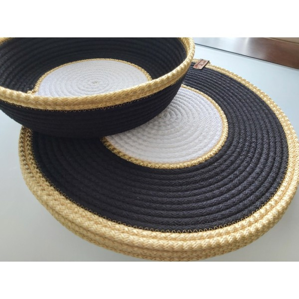 Home Decors By Özlem 4 Kişilik 5 Parça Supla Takımı Amerikan Servis Siyah Gold Tabak Altlığı Bardak Altlığı Sepet Hasır - 33 x 33 cm Amerikan Servis Fiyatı