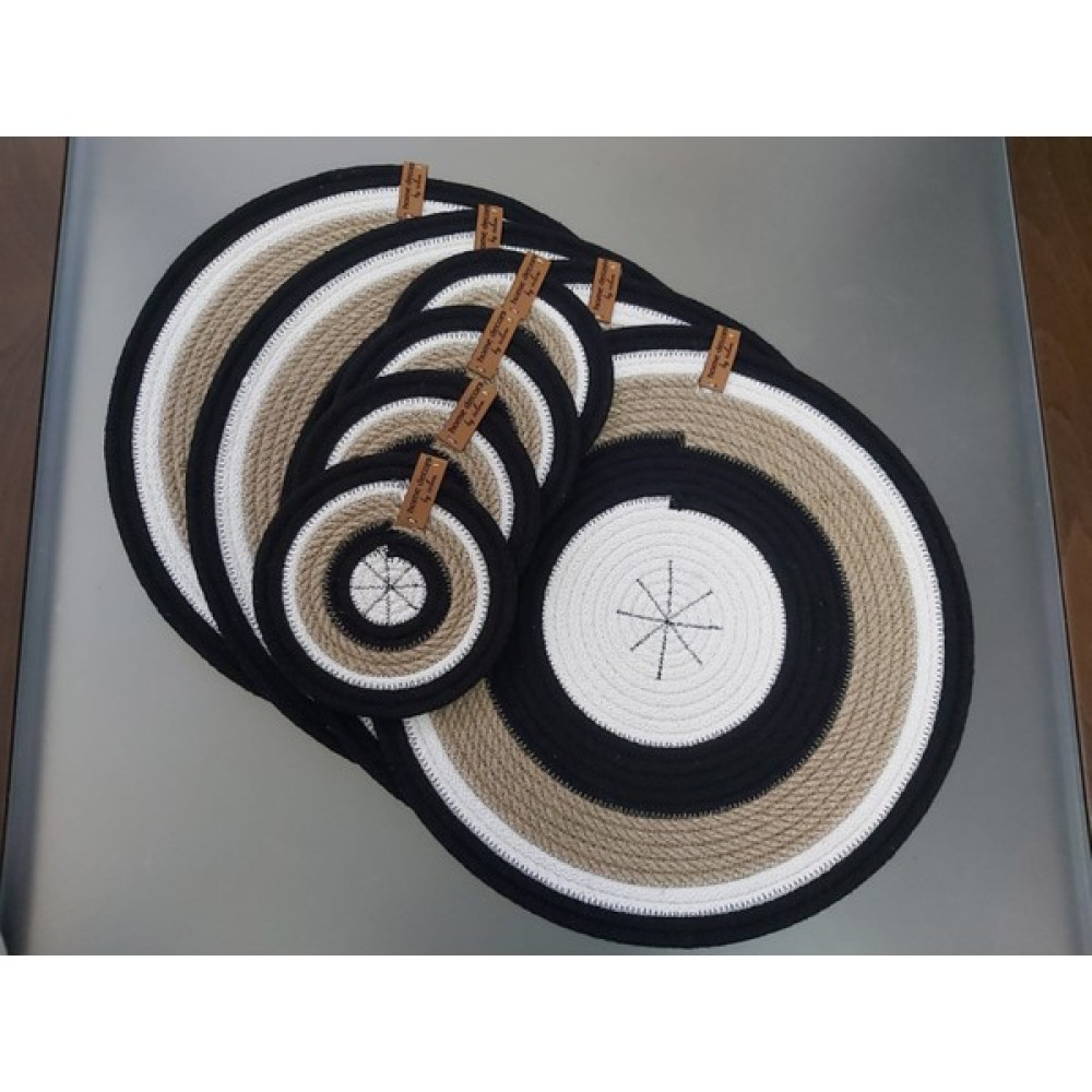 Home Decors By Özlem 4 Kişilik 8 Parça Amerikan Servis Supla Takımı Tabak Altlığı Mutfak Hasır Sepet Sunum Hediye 34X34CM - 34 x 34 cm - Renkli Amerikan Servis Fiyatı