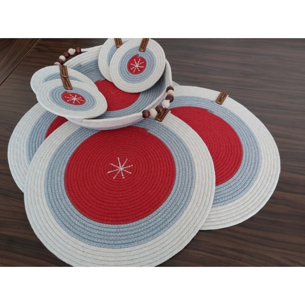 Home Decors By Özlem 4 Kişilik 9 Parça Amerikan Servis Supla Takımı Tabak Altlığı Bardak Altlığı Sepet Hasır Mutfak Sunum - 32 x 32 cm Amerikan Servis Fiyatı
