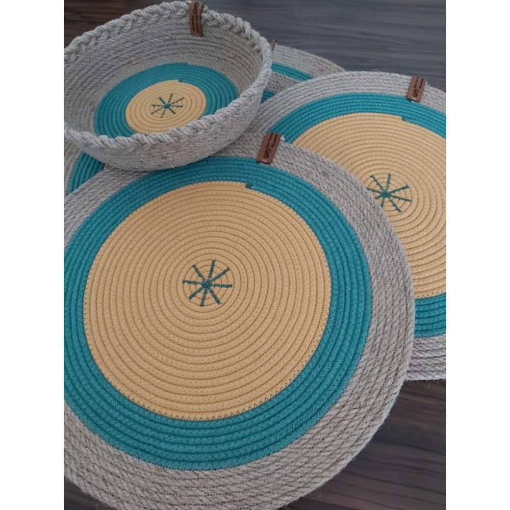 Home Decors By Özlem 4 Kişilik 9 Parça Amerkan Servis Hasır Supla Takımı Tabak Altlığı Bardak Altlığı Hasır Sepet Mutfak - 34 x 34 cm Amerikan Servis Fiyatı