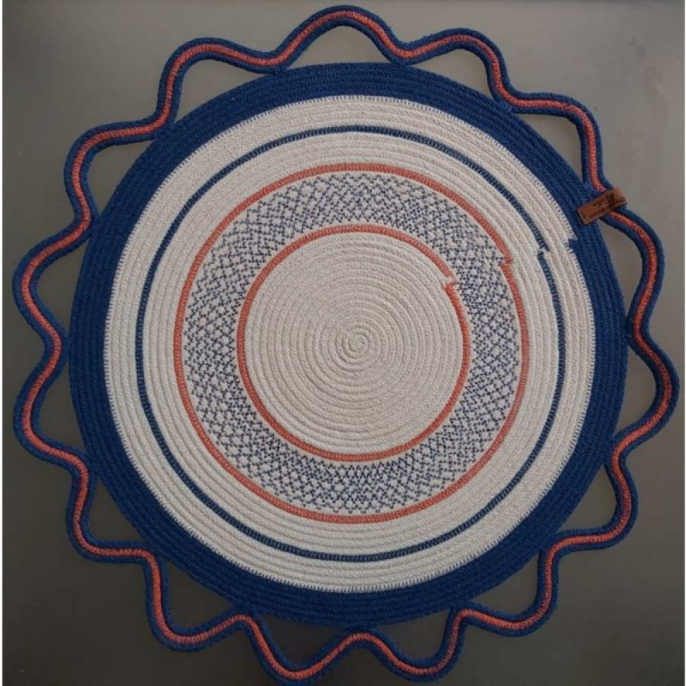 Home Decors By Özlem Dekoratif Örtü Runner Masa Örtüsü Mutfak Sehpa Konsol Salon Sunum Sepet Hasır Örtü Pamuk 52X52CM - Saks Mavi - Turuncu - Ekru Masa Örtüsü Fiyatı
