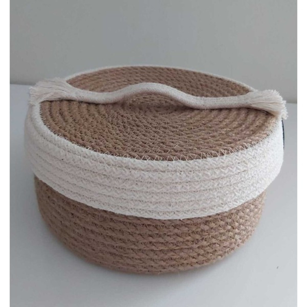 Home Decors By Özlem Hasır Kapaklı Sepet Pamuk Sepet Düzenleyici Organizer Dekorasyon Hediyelik - 20X8 cm Sepet Fiyatı