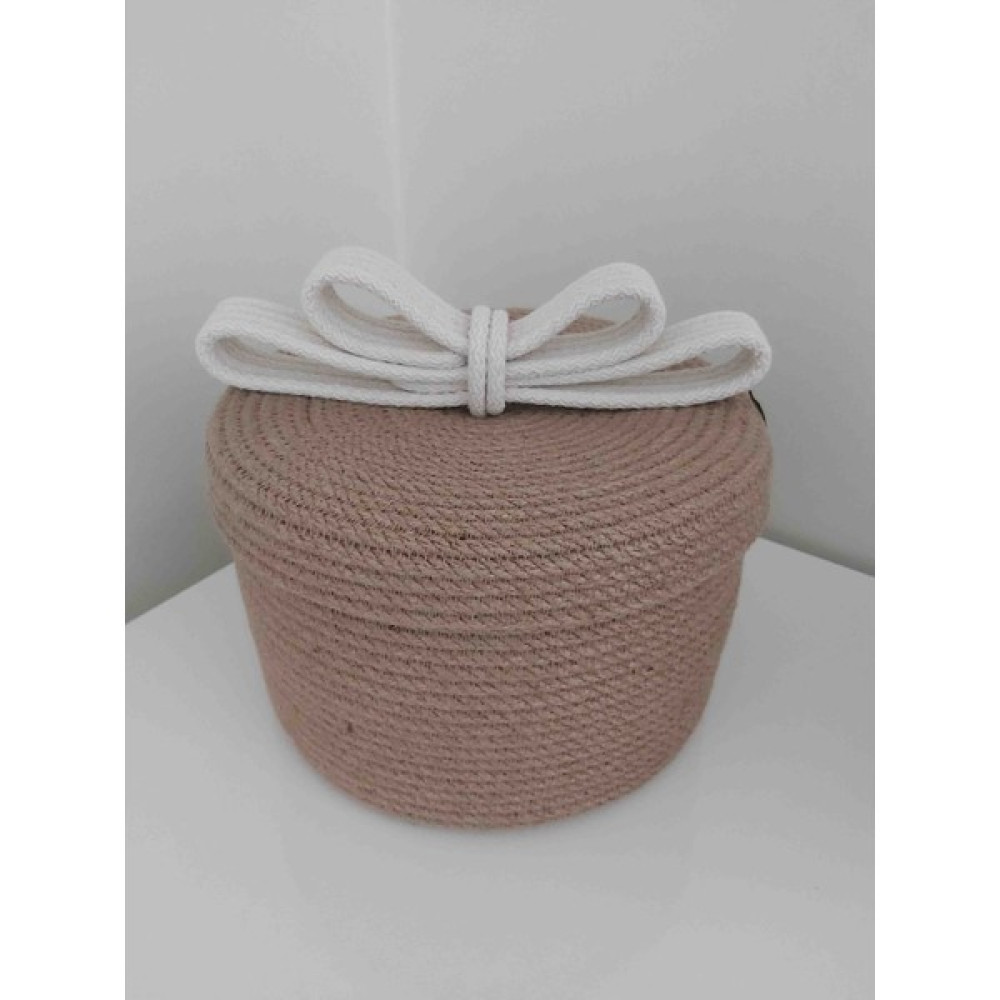 Home Decors By Özlem Kapaklı Hasır Sepet Beyaz&hasır Sepet Düzenleyici Organizer Dekorasyon (L) - 25x14 Sepet Fiyatı
