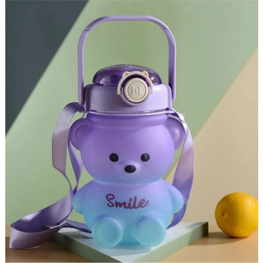 Home Dekor Hediye 1,2 Litre Mor Mavi Motivasyon Plastik Ayıcık Su Şişesi Büyük Boy Ayıcık Su Matarası Suluk Sticker Hediye Suluk Fiyatı