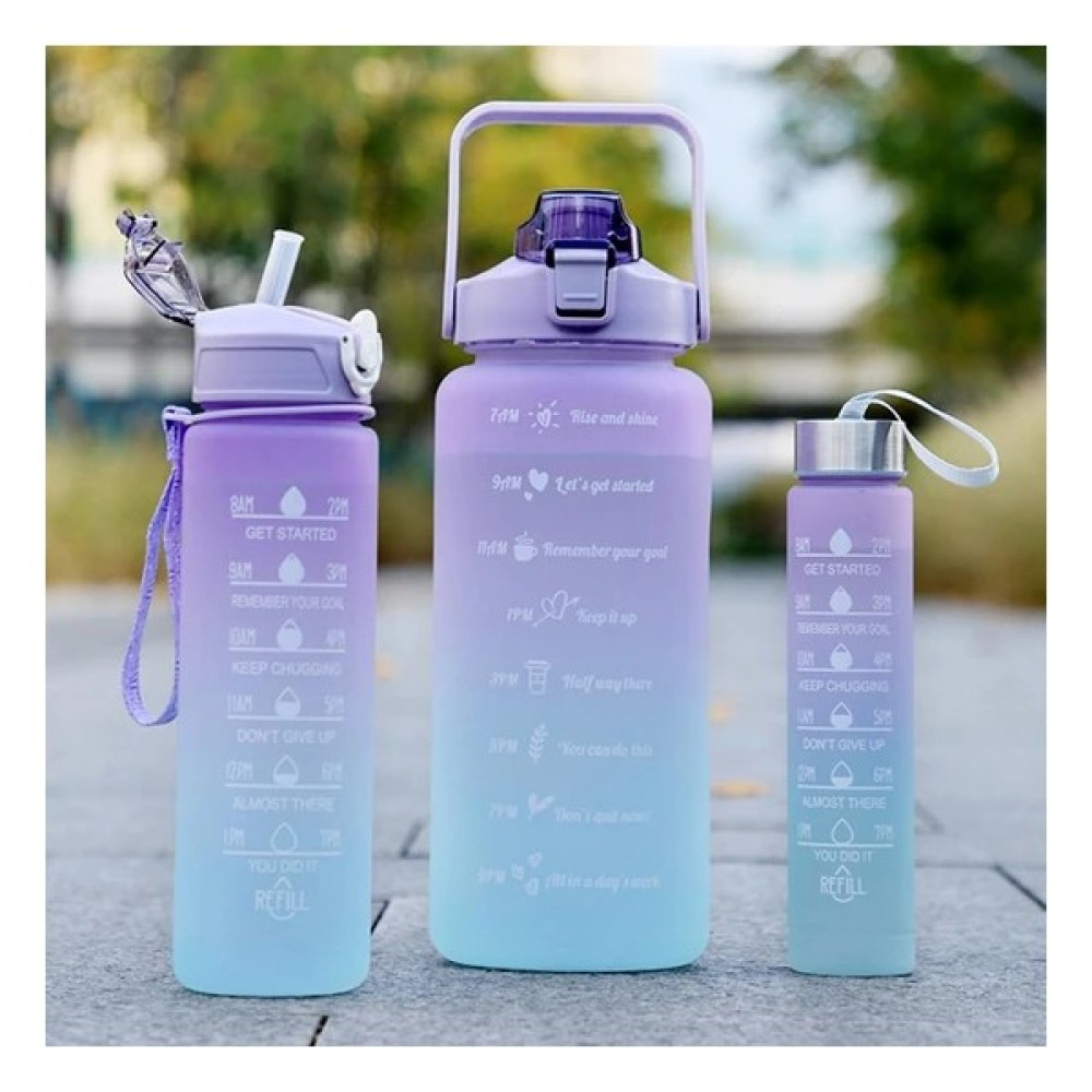 Home Dekor Hediye 3 Lü Set 2LT+900ML+600ML Su Matarası Su Şişesi Suluk Motivasyonel Tritan Spor Salonu Su Şişesi Suluk Suluk Fiyatı