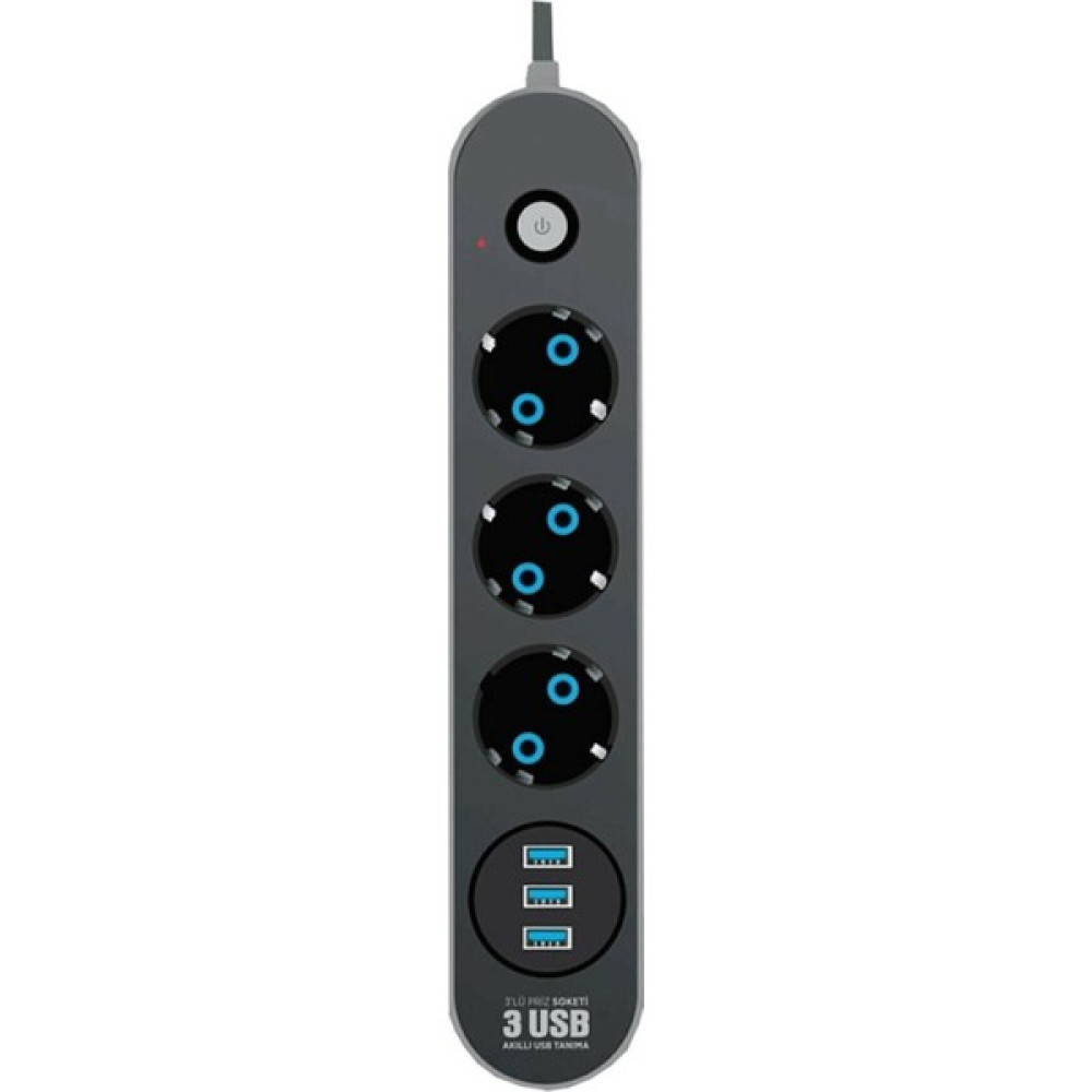 Home Dekor Hediye Akım Korumalı 3 Lü Çoklu Priz 2 M Kablolu Uzatma Grup Priz 3 Usb'li Kullanışlı Priz Prizler Fiyatı