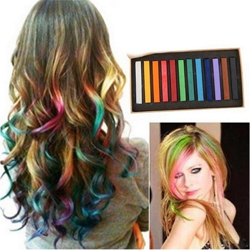 Home Dekor Hediye Eğlenceli Geçici Saç Tebeşir Seti Hair Chalk 12'li Renkli Saç Boyası Tebeşiri Geçici Zararsızdır - 1 Saç Boyası Fiyatı