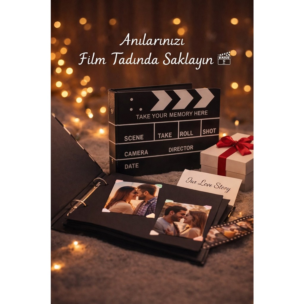 Home Dekor Hediye Klaket Fotoğraf Albümü anı Defteri Scrapbook Film Tasarımlı Hediye Albüm Sevgiliye özel Gün Hediyesi - Siyah Defter & Kağıt Ürünleri Fiyatı