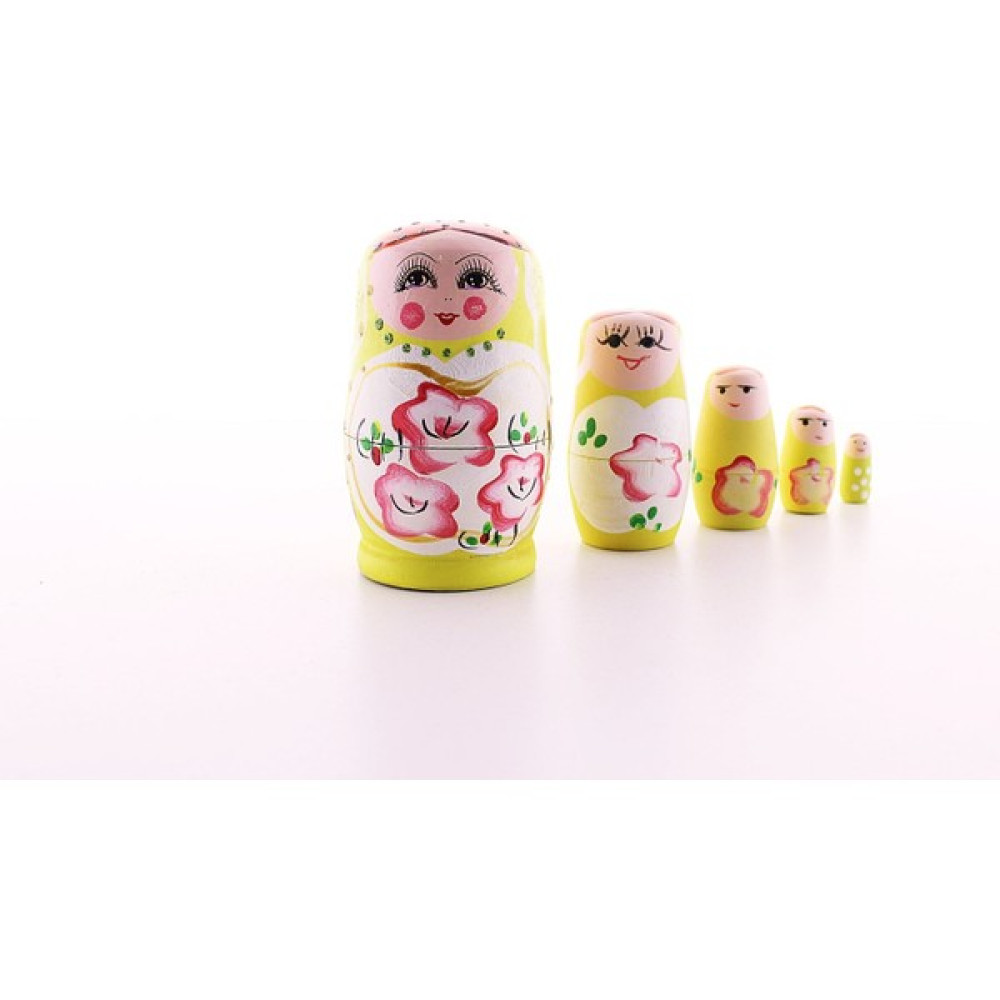 Home Dekor Hediye Sevgiliye Hediye Ahşap Tombul Iç Içe Matruşka Bebek Sarı Set 5li Büyük Boy - 1 Hediyelik Eşya Fiyatı