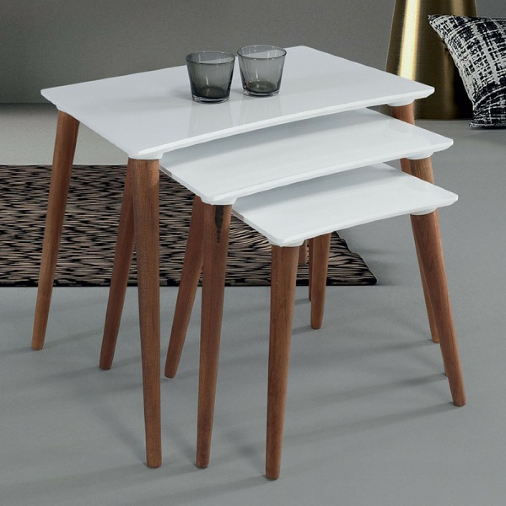 Home Desing 3'lü Beyaz Dikdörtgen Ahşap Zigon Sehpa E3 Zigon Sehpa Fiyatı