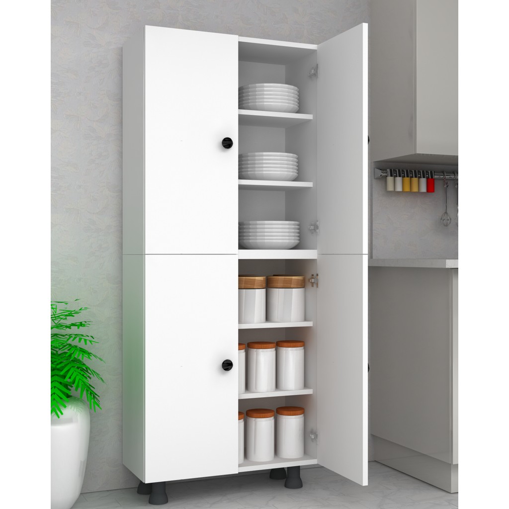 Home Gallery 1. Sınıf Mdf 6 Bölmeli 4 Kapaklı Çok Amaçlı Dolap Kiler Banyo Mutfak Dolabı - Beyaz - 70 x 172 x 32 cm SSD / Solid State Drive Fiyatı