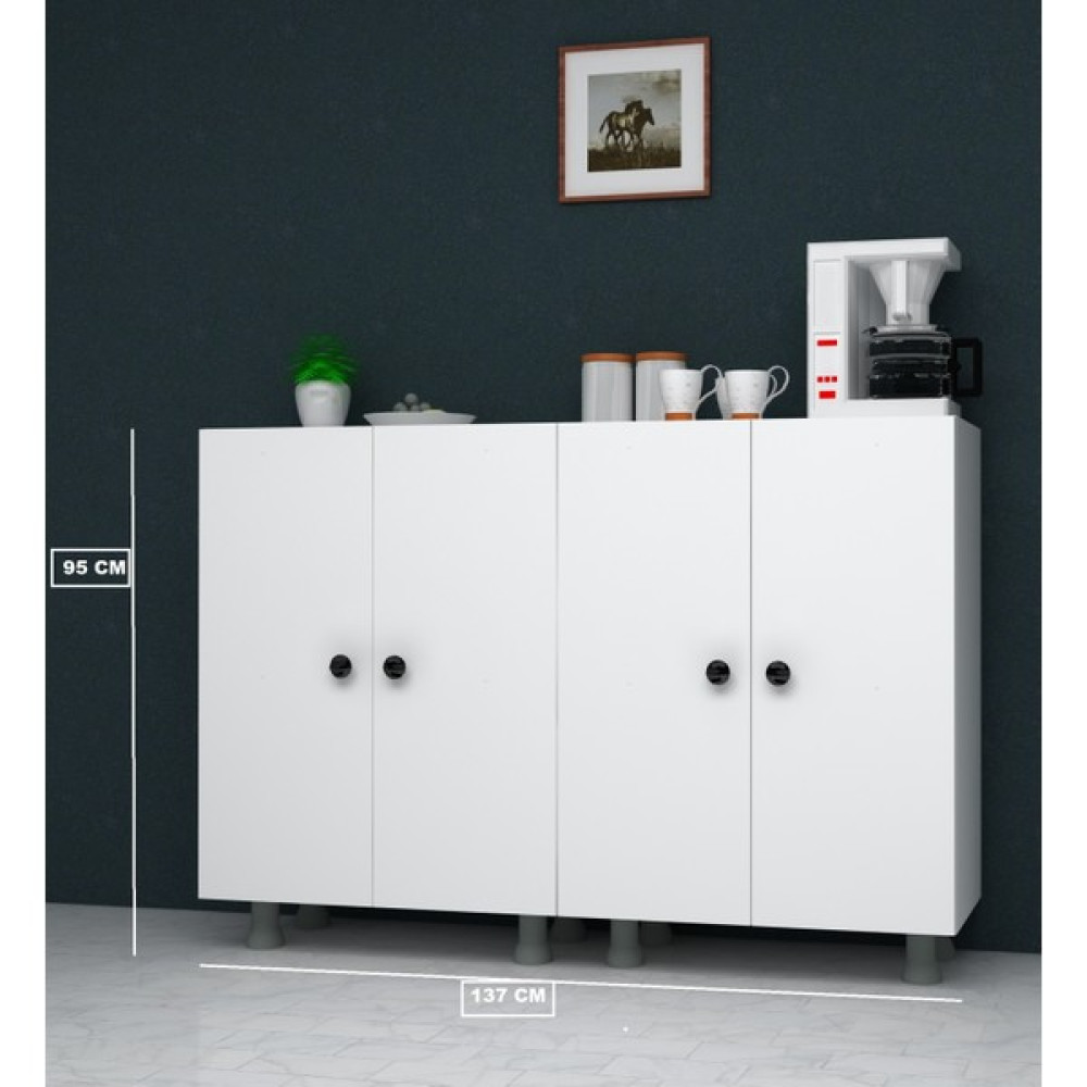 Home Gallery Çok Amaçlı Dolap Mutfak Kiler Dolabı 137 cm - Beyaz Mutfak Dolabı / Mobilyası Fiyatı