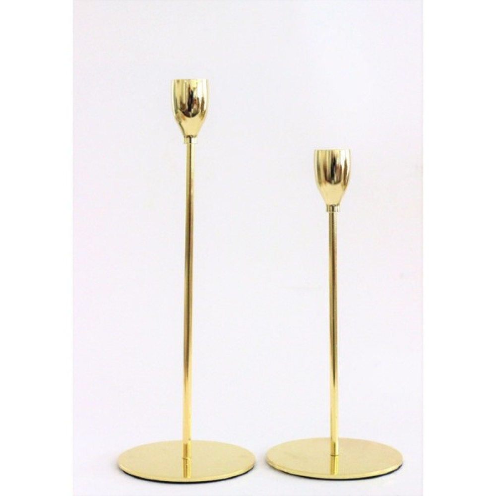 Home In Joy Metal Şamdan 24CM ve 28CM 2'li Set Shiny Serisi - Gold Şamdan Fiyatı