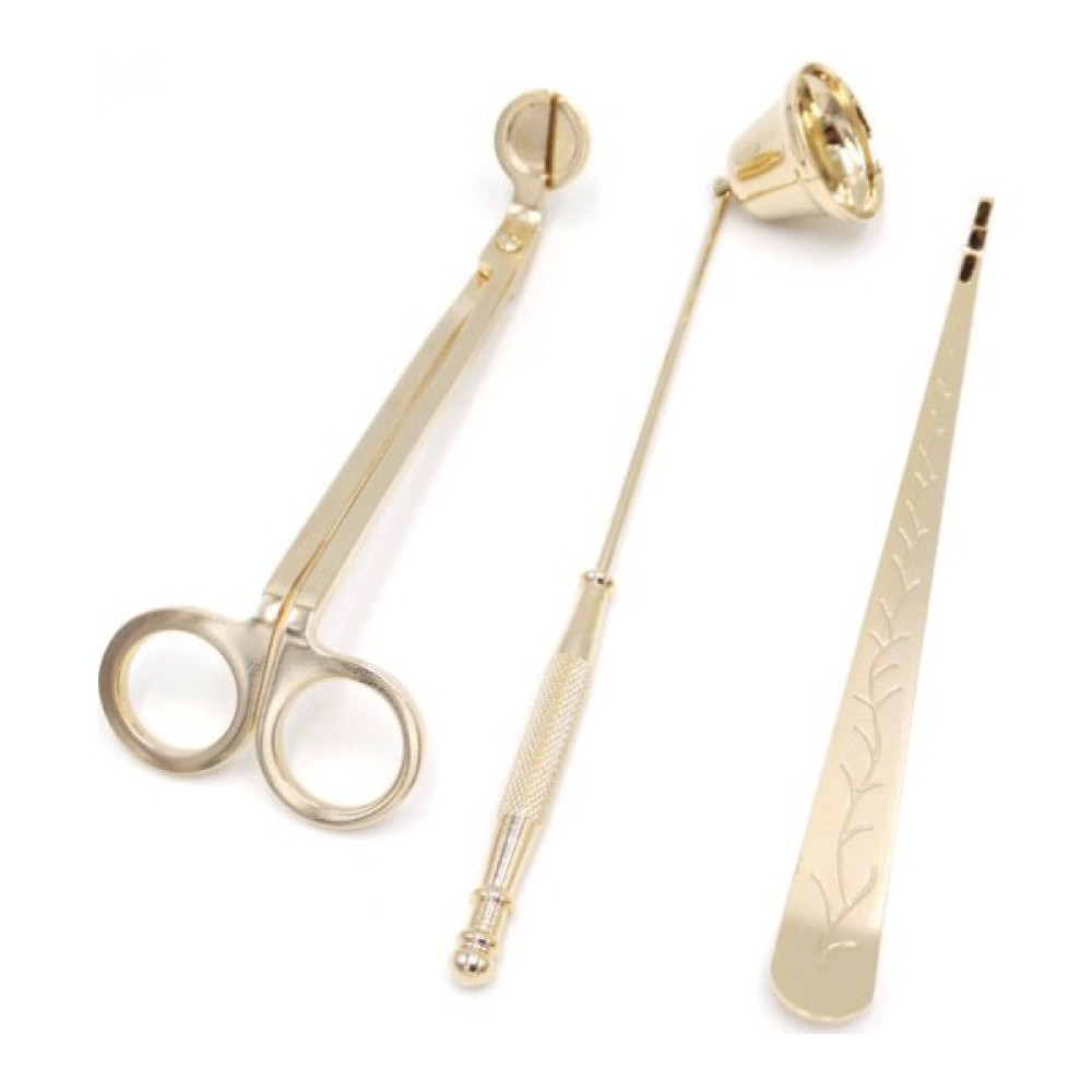 Home In Joy Mum Bakım Seti Fitil Mum Makası Söndürücü Gold Metal 3'lü Set Şamdan Fiyatı
