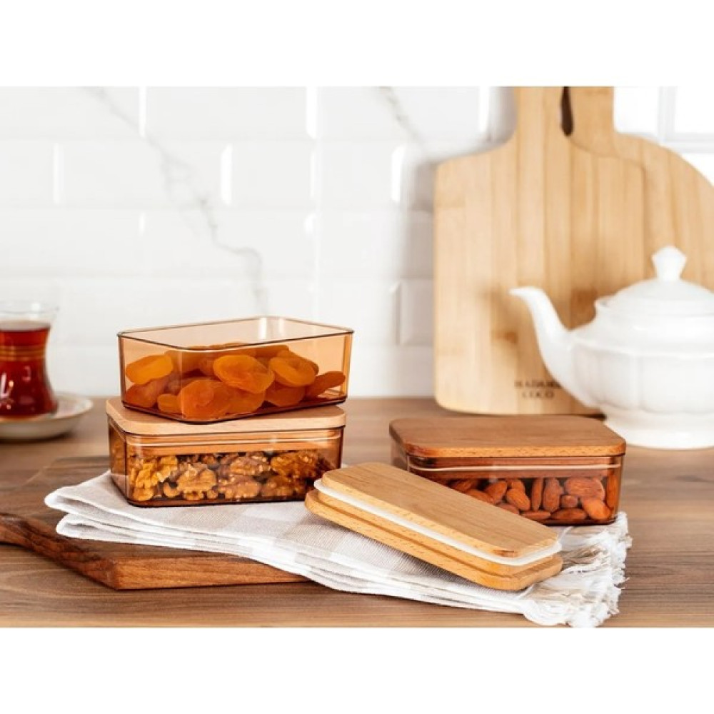 Home Madame Coco Diviera 500ML Ahşap Kapaklı Saklama Kabı 3'lü Saklama Kapları Fiyatı