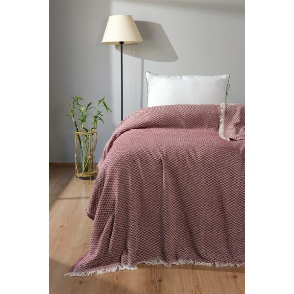 Home Mod Store Tripolis Tek Kişilik Saçaklı Pike ve Yatak Örtüsü 170X210CM - Bordo Pike & Pike Takımı Fiyatı