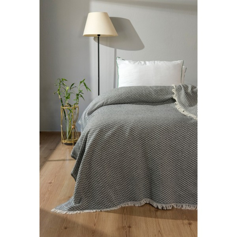 Home Mod Store Tripolis Tek Kişilik Saçaklı Pike ve Yatak Örtüsü 170X210CM - Füme Pike & Pike Takımı Fiyatı