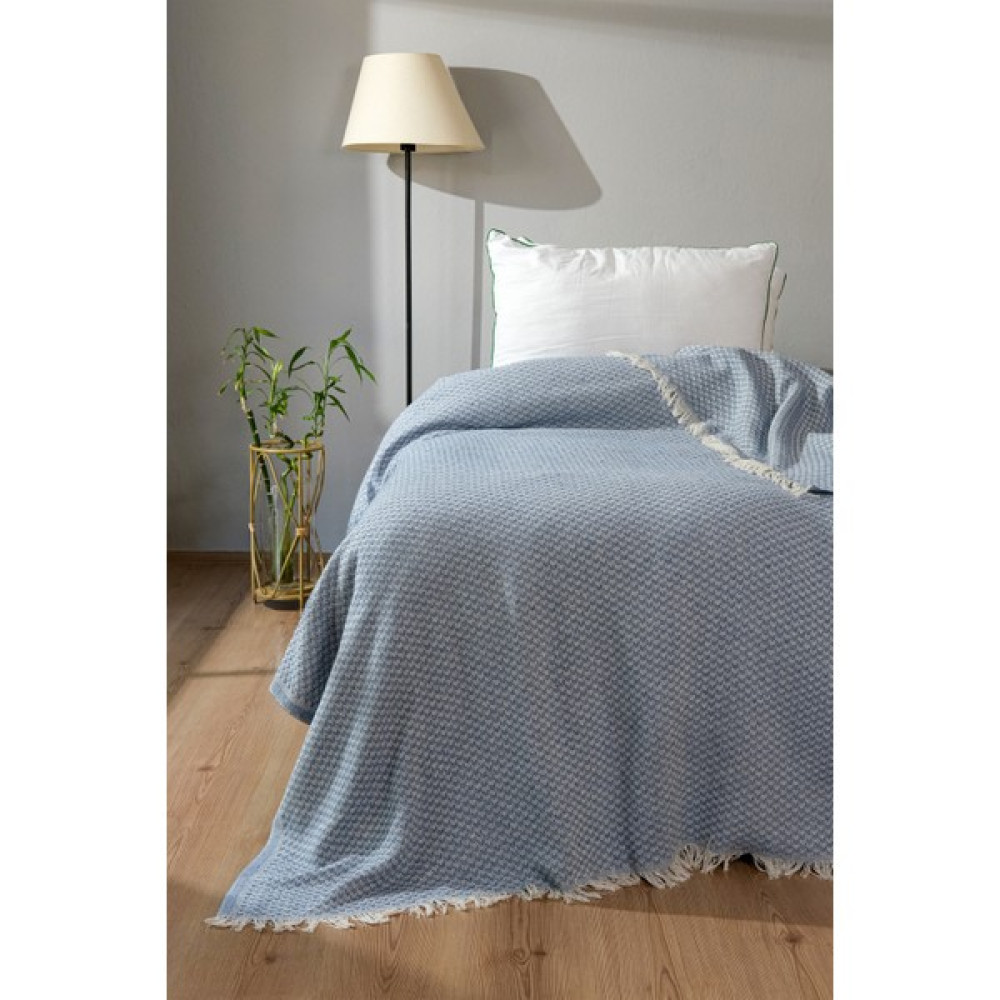 Home Mod Store Tripolis Tek Kişilik Saçaklı Pike ve Yatak Örtüsü 170X210CM - Indigo - Mavi Pike & Pike Takımı Fiyatı