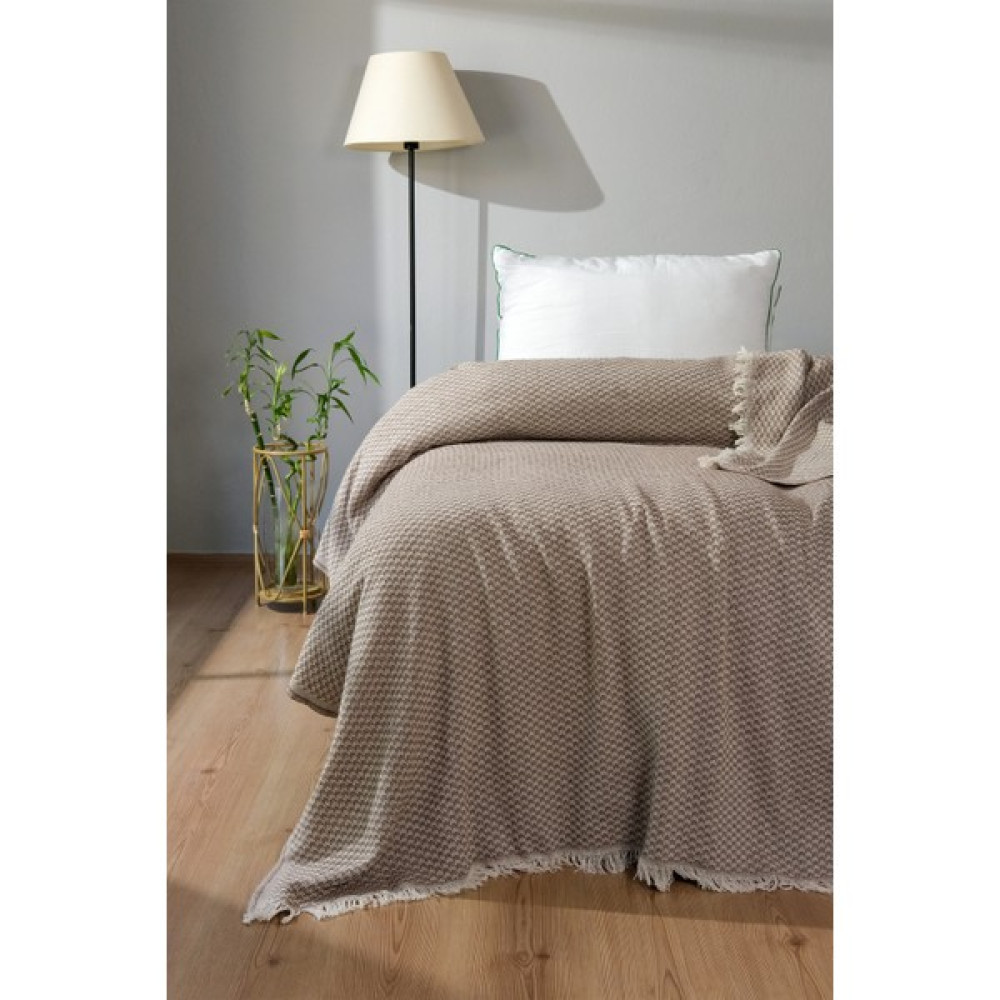 Home Mod Store Tripolis Tek Kişilik Saçaklı Pike ve Yatak Örtüsü 170X210CM - Kahve Pike & Pike Takımı Fiyatı