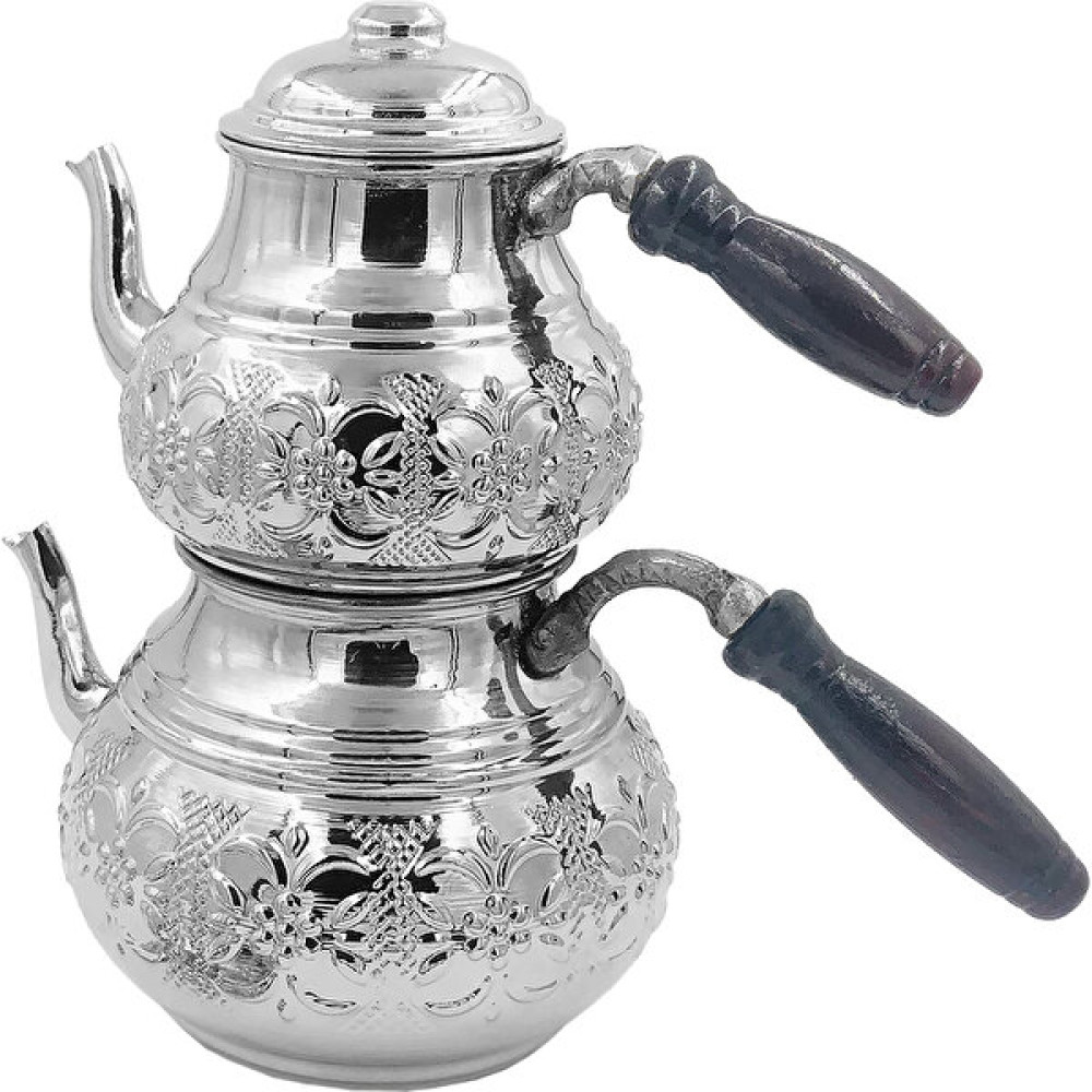 Home Mutfak Bakır Çiçek Motifli Beyaz Büyük Boy Çaydanlık Çay / Çaydanlık Setleri Fiyatı