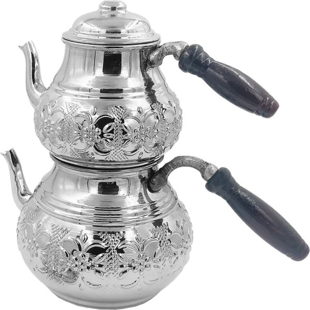 Home Mutfak Bakır Çiçek Motifli Beyaz Küçük Boy Çaydanlık Çay / Çaydanlık Setleri Fiyatı