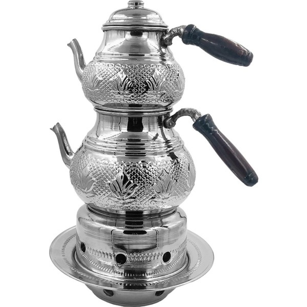 Home Mutfak Bakır Lale Motifli Beyaz Küçük Boy Çaydanlık Seti Çay / Çaydanlık Setleri Fiyatı