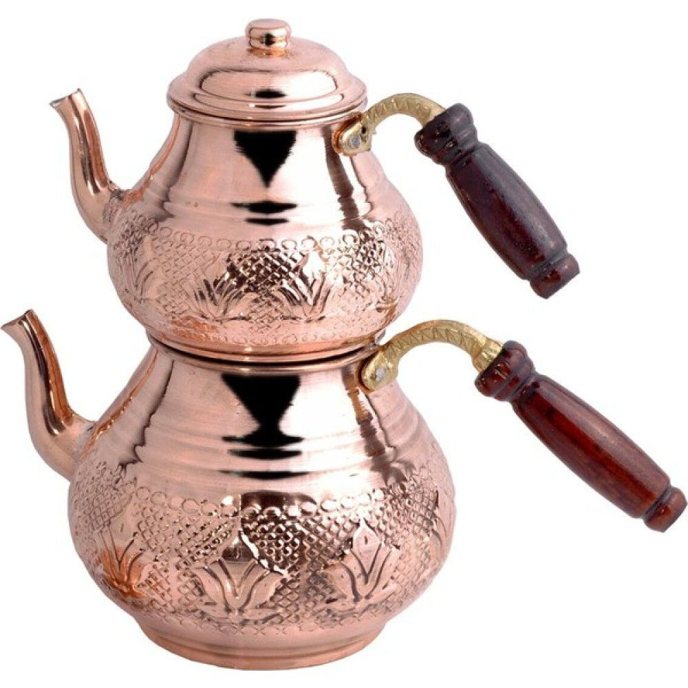 Home Mutfak Bakır Lale Motifli Küçük Boy Çaydanlık - Inox Çay / Çaydanlık Setleri Fiyatı