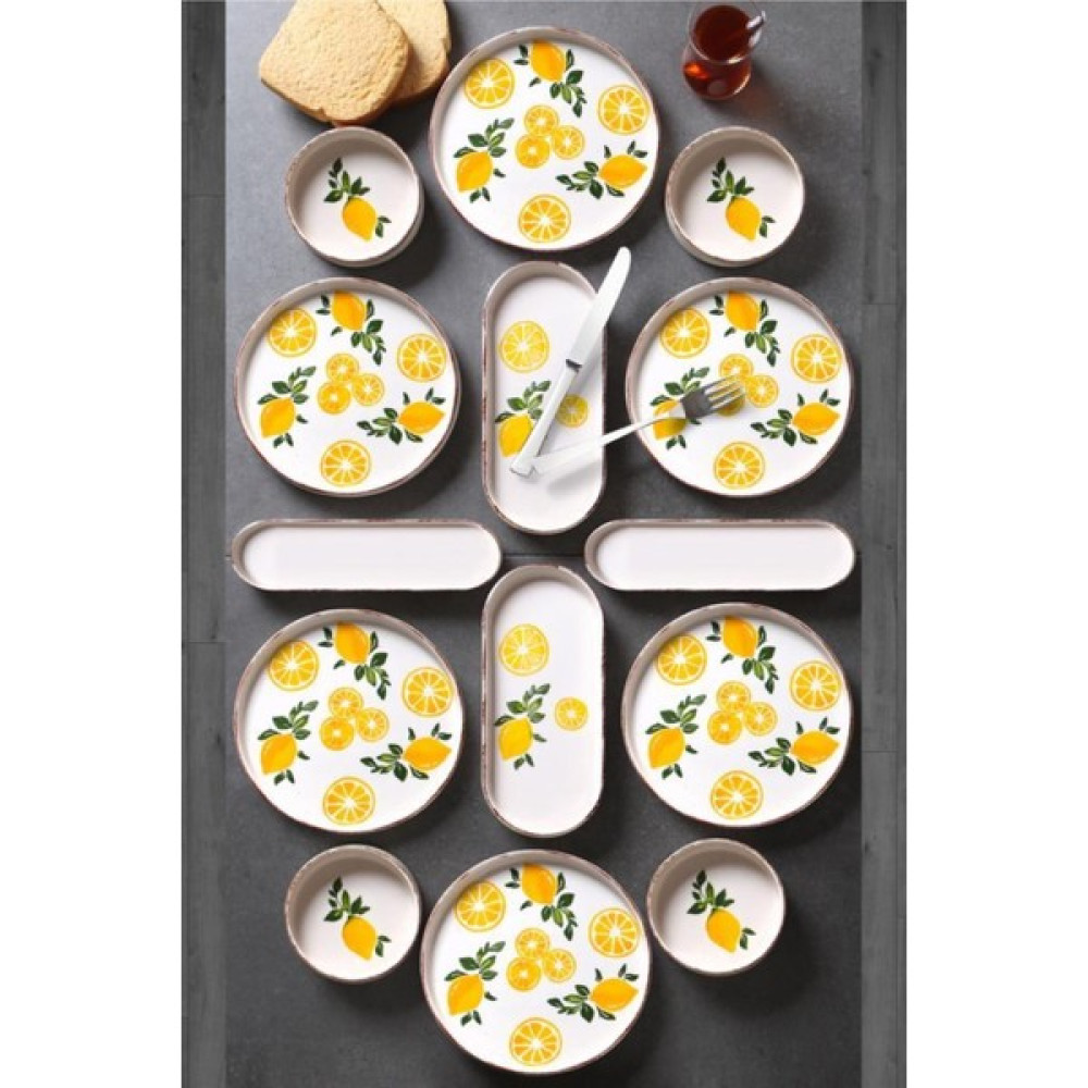 Home Naturel 14 Parça 6 Kişilik Stackable Limon Desen Kahvaltı Takımı Handmade Özel Tasarım Kahvalt Kahvaltı Takımı Fiyatı