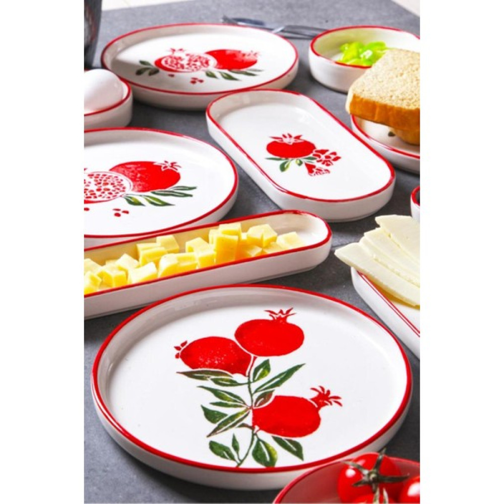 Home Naturel 14 Parça 6 Kişilik Stackable Nar Desen Kahvaltı Takımı Yılbaşı Handmade Özel Tasarım K Kahvaltı Takımı Fiyatı