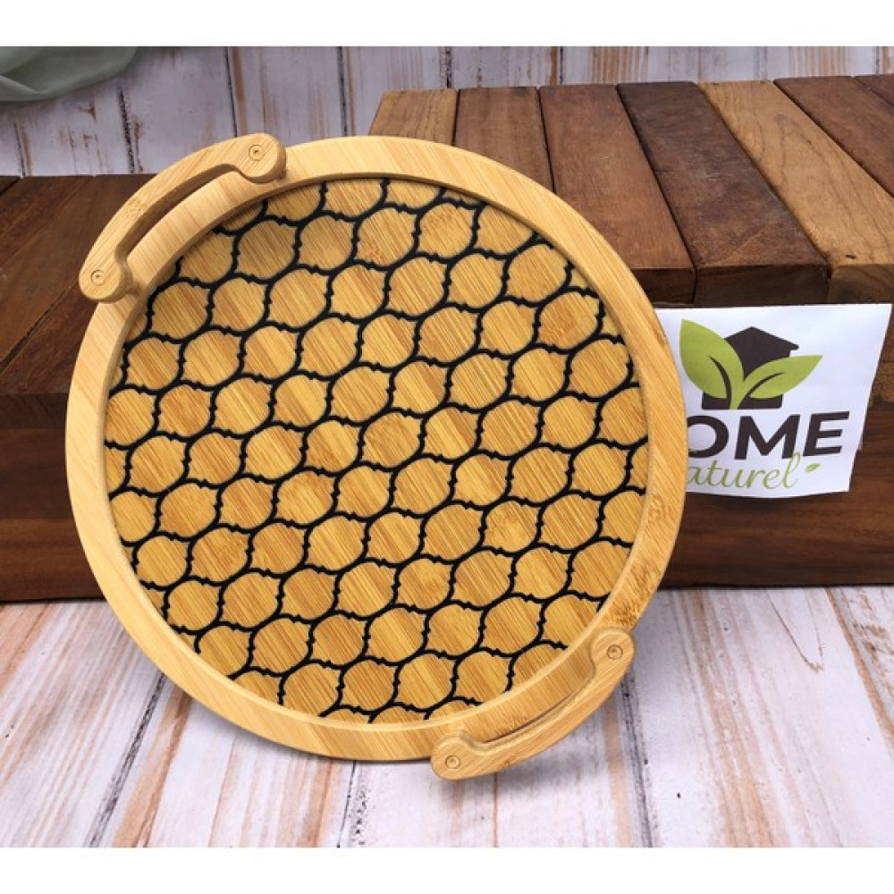 Home Naturel Bambu Yuvarlak Kulplu Tepsi Servis Tepsisi Fiyatı