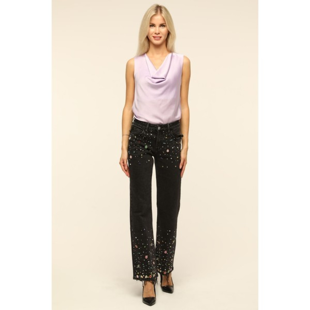 Home Store Pantolon Jean Paça Bel Karma Serpme Taşli - Antracite Bayan Jeans / Kot Pantolon Fiyatı