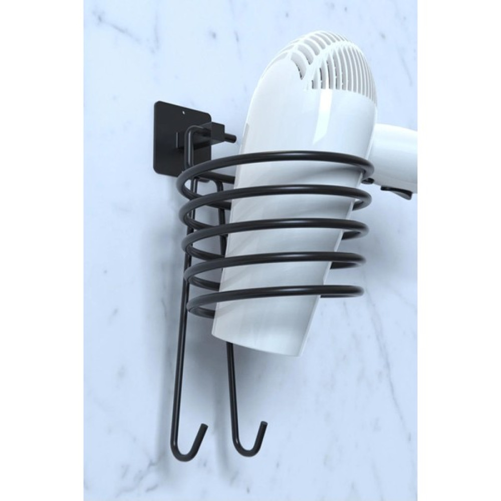 Home Stuff Home-Stuff Siyah Fön Makinası Askısı, Siyah Fönlük, Fön Makinası Askısı Banyo Askılık Fiyatı