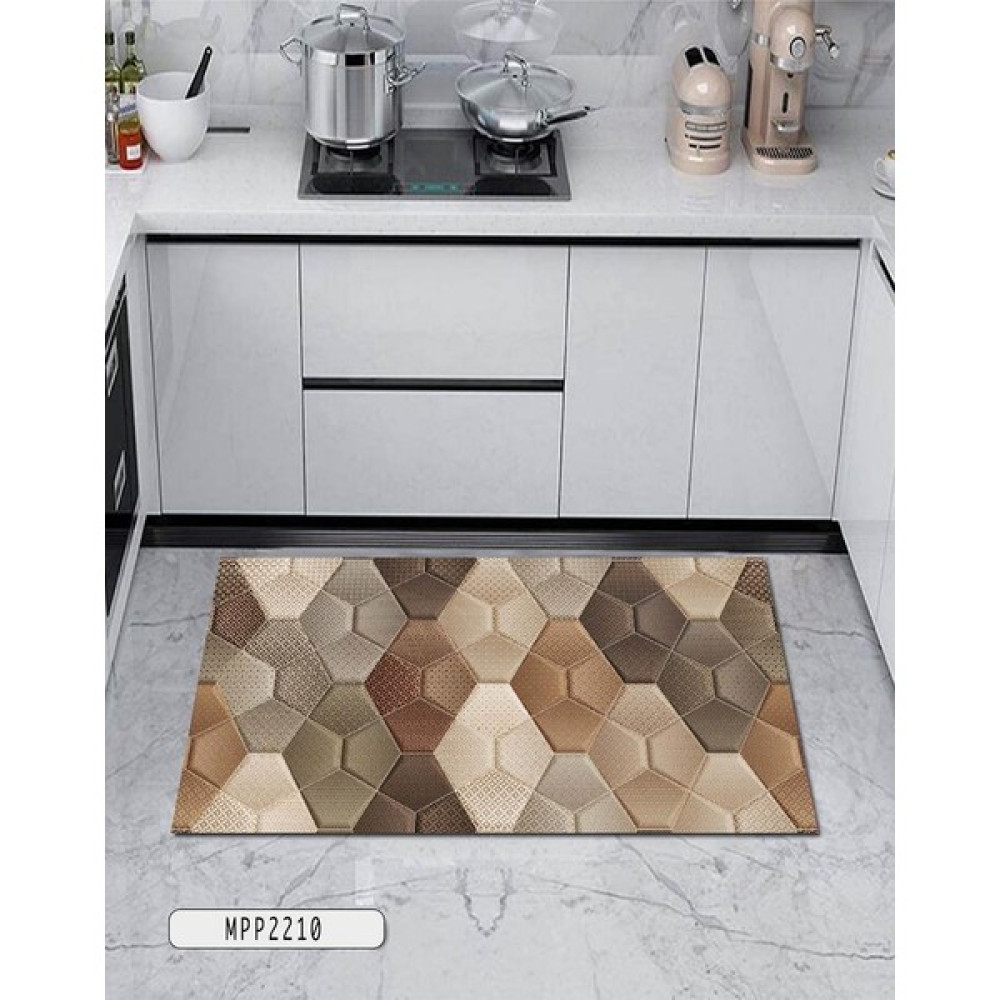 Home Tienda Dijital Baskılı Kaymaz Deri Tabanlı Yıkanabilir Mutfak Halısı MPP2210 - 50 x 80 cm - Renkli Paspas Fiyatı