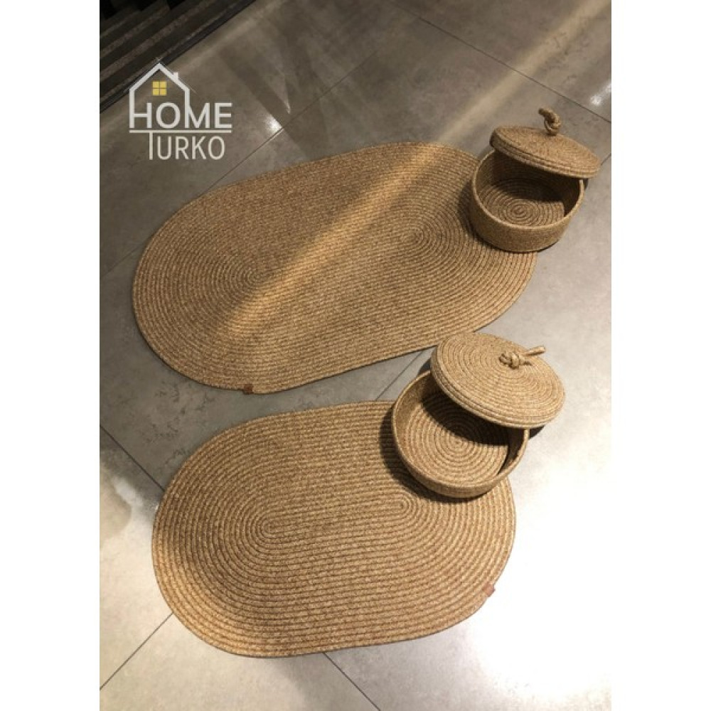 Home Turko 4'lü Banyo Paspas Takımı, Banyo Paspası, Mutfak Paspası, Kapı Önü Paspası, Jüt Paspas, Kilim, Jüt - Bej Klozet Takımı Fiyatı