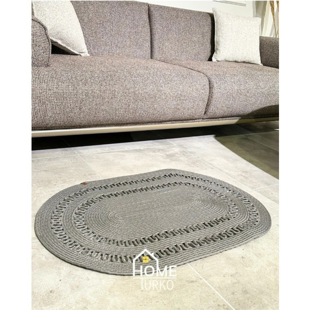 Home Turko Hasır, Kilim, Paspas, Jüt Yolluk, Siyah Desenli, Kolidor, Balkon, Mutfak, Halısı, Dekoratif Paspas - Gri - 60 x 120 cm Kilim Fiyatı